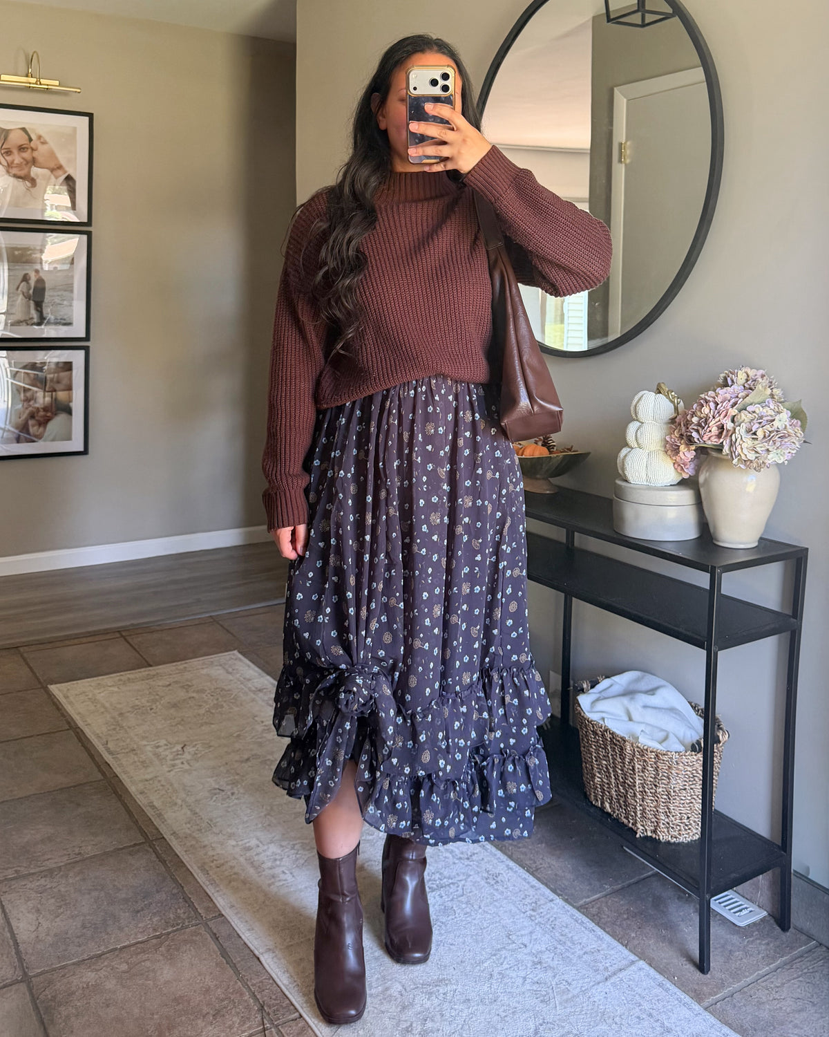 Willow Floral Skirt Set in Navy