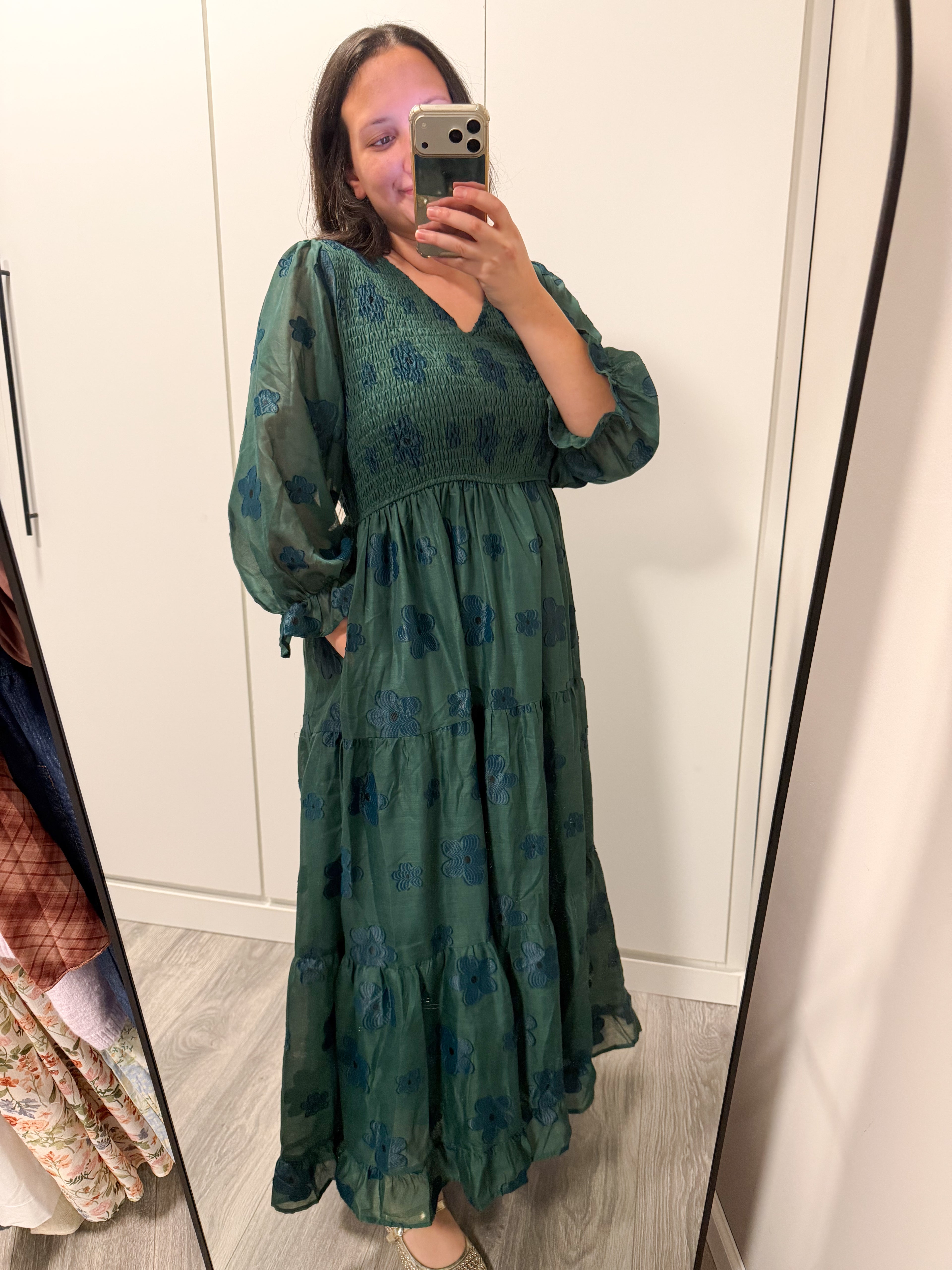 Everlyn Smocked Flower Maxi Dress - EXTRA LARGE