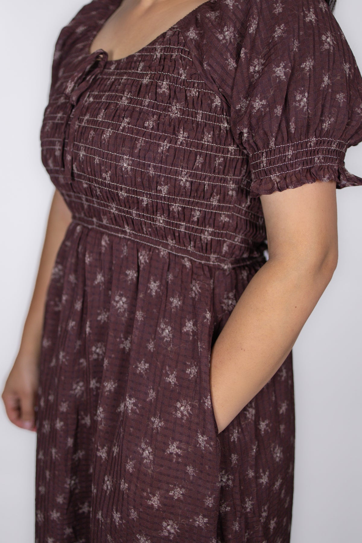 Penny Floral Smocked Dress in Burgundy