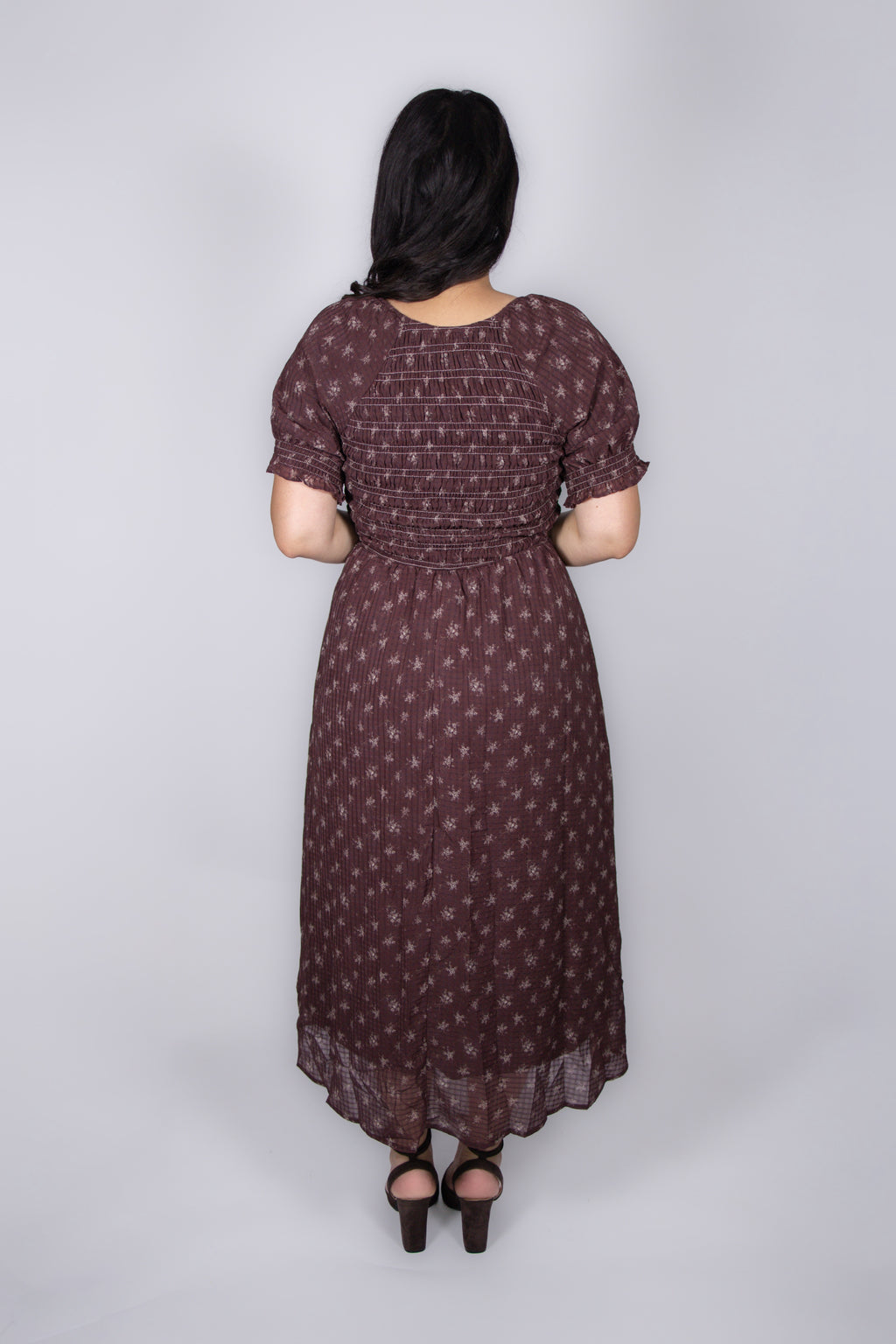 Penny Floral Smocked Dress in Burgundy