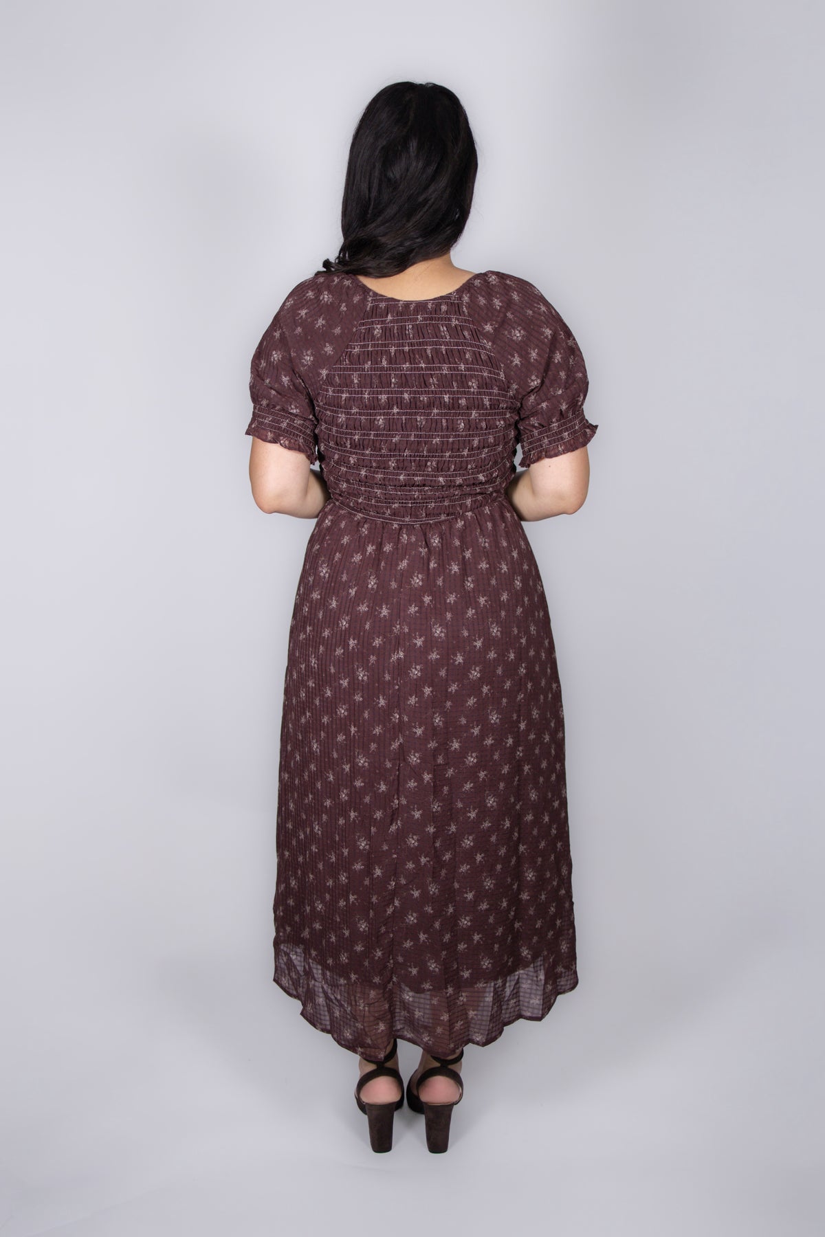 Penny Floral Smocked Dress in Burgundy