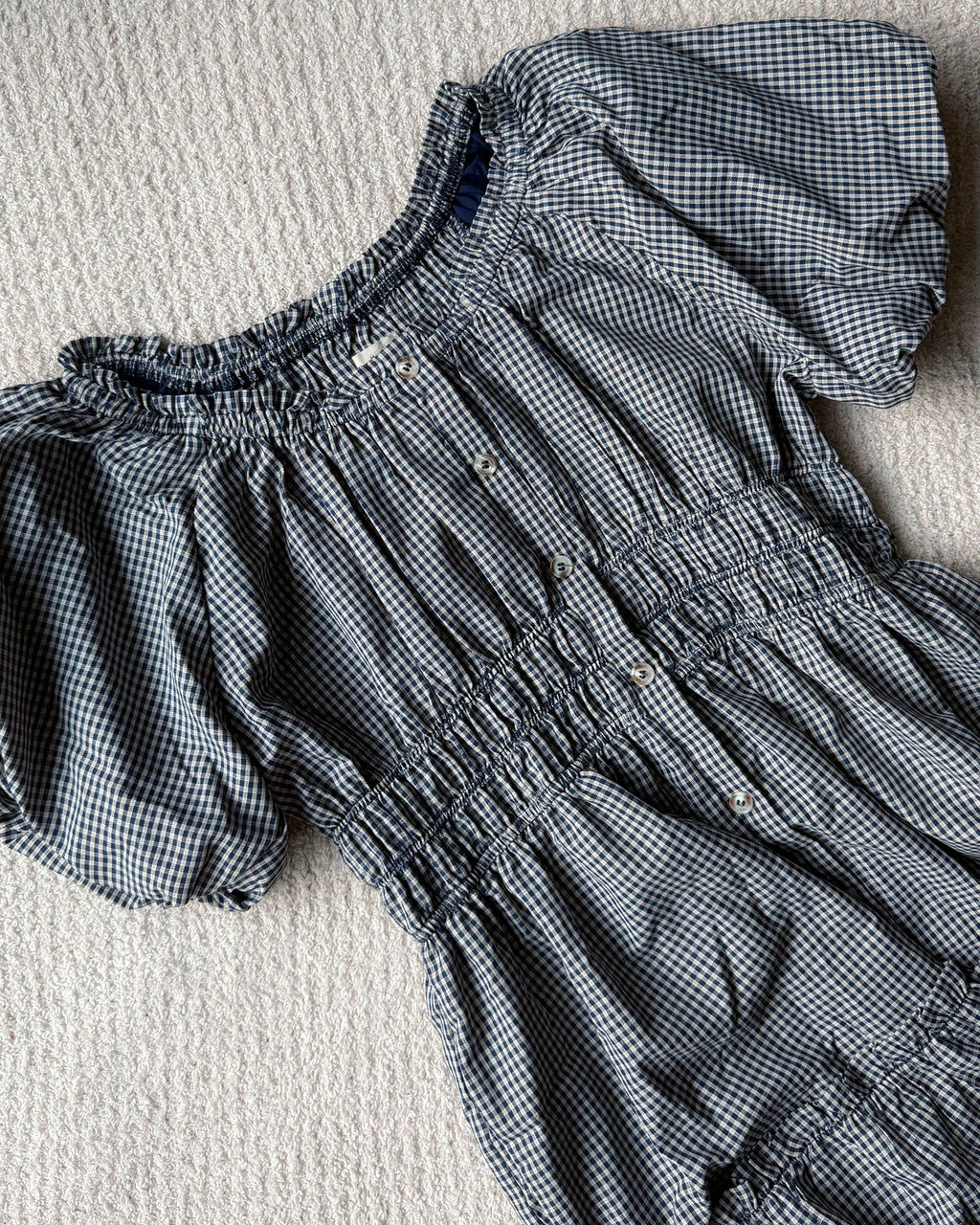 Lena Midi Dress in Navy Gingham